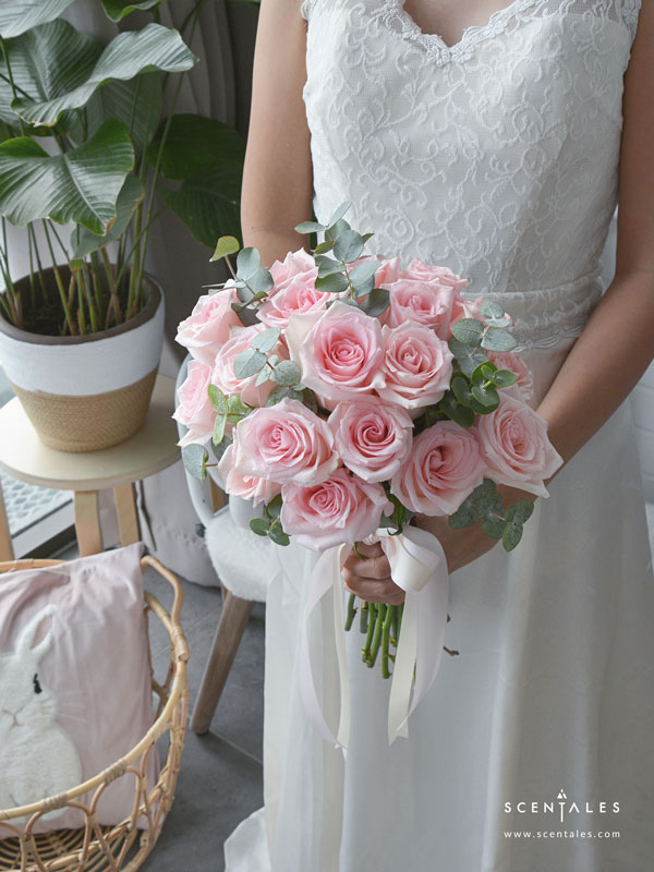 Pink Rose Bridal Flower Bouquet 