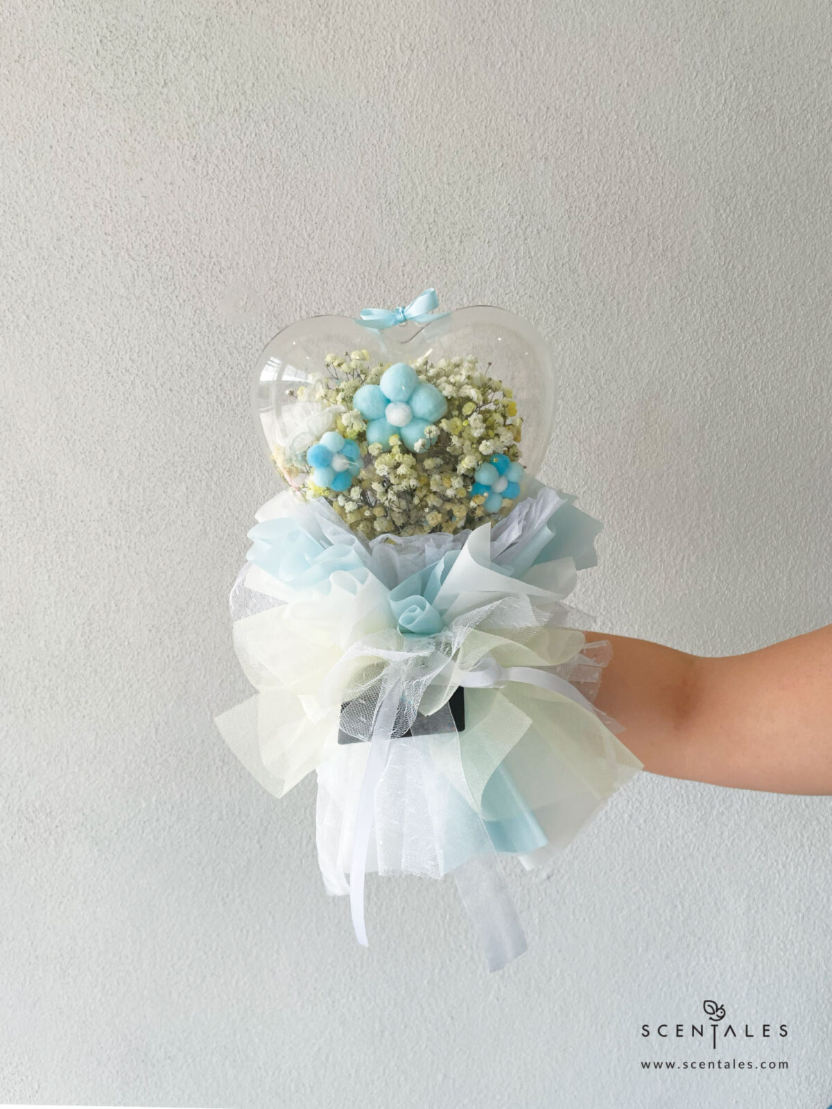 fresh flower with Pompom flower small pompom flower , plenty of baby's breath and butterfly