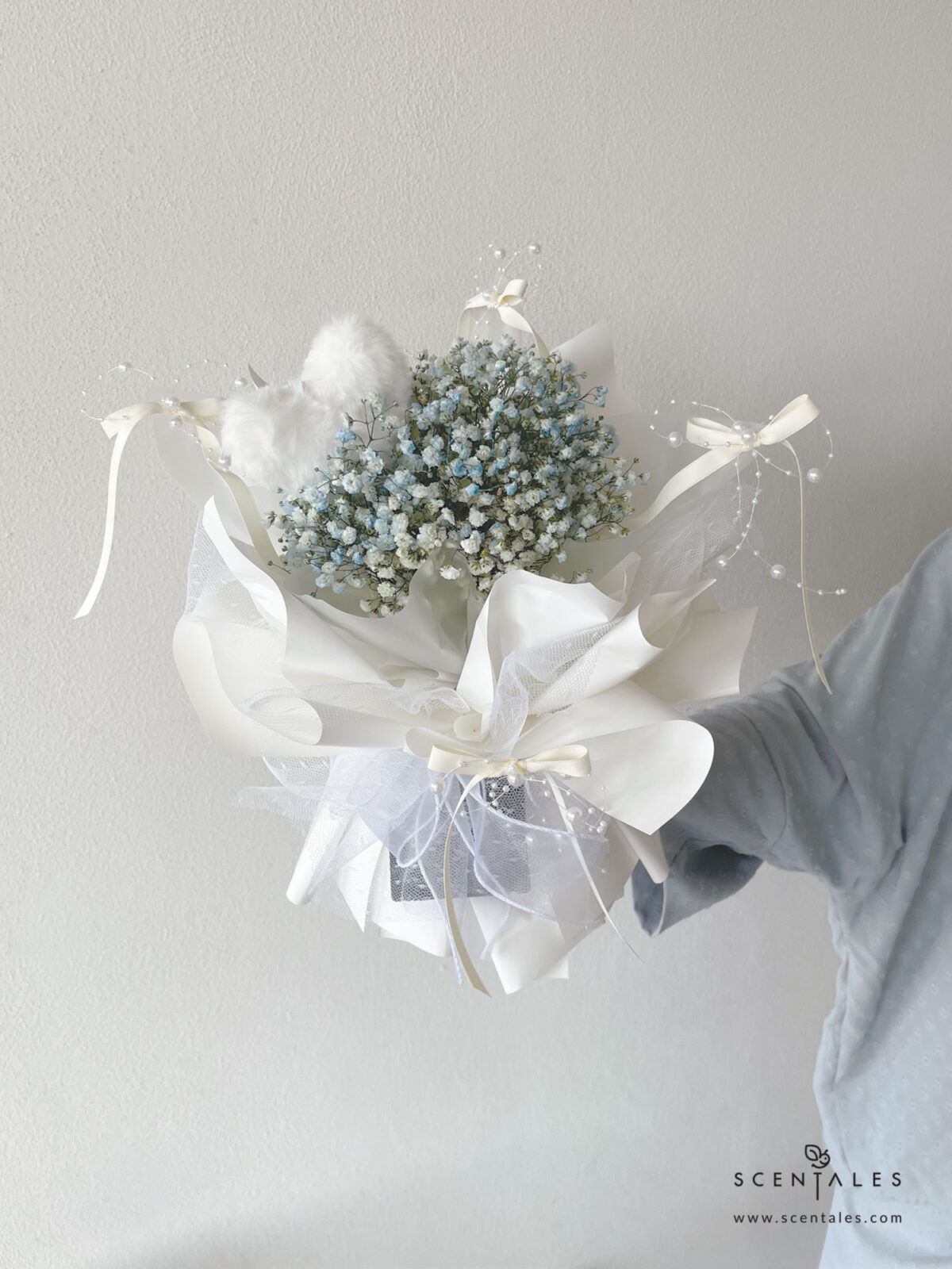 Fresh Flower with Plenty of pink baby's breath and fluffy heart