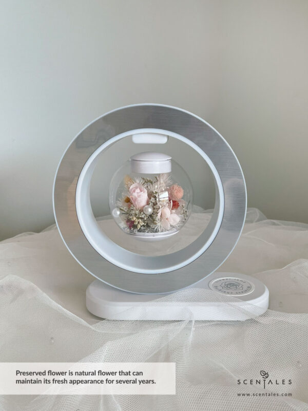 Dried and Preserved Bouquet with Preserved pink small rose, preserved pink craspedia, red gomphrena, happy flower, plenty of preserved light pink hydrangea, preserved white asparagus, dried white caspia, dried fushia caspia and dried baby breath