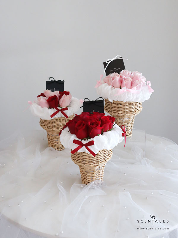 Scoops of Love Fresh Flower Cone Fresh flower with red and pink rose
