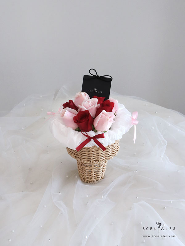 Scoops of Love Fresh Flower Cone Fresh flower with red and pink rose